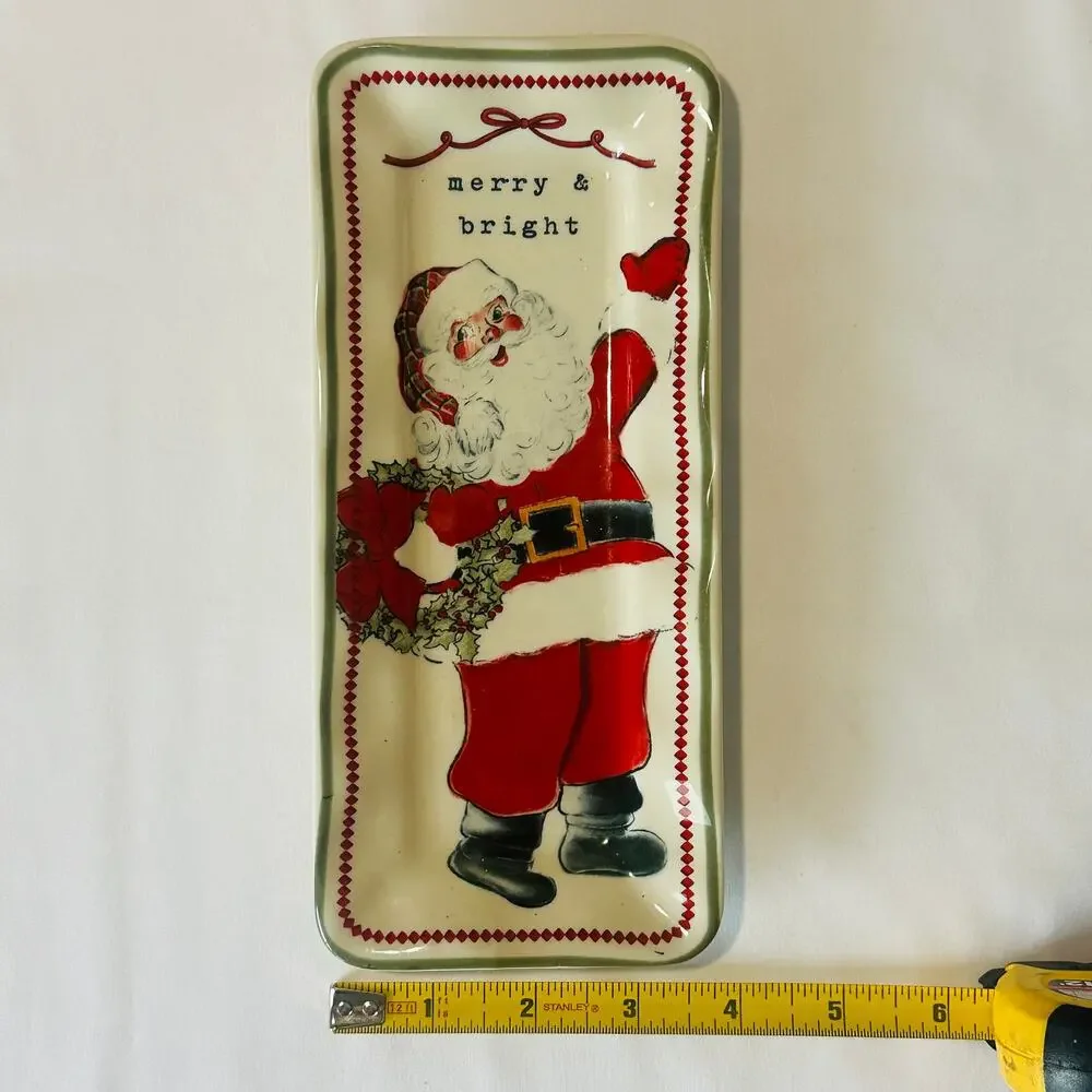Mud Pie Merry & Bright Santa Vintage Everything Plate Trinket Dish